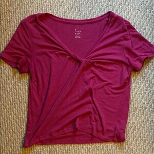 A New Day Red Fitted V-Neck Short Sleeve Tee